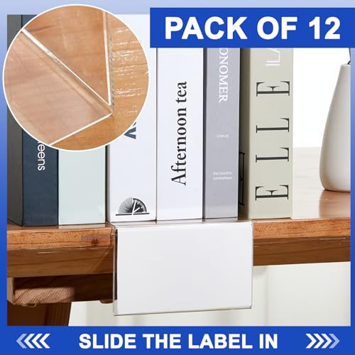 Feifeiya 12 Pcs Acrylic Shelf Talkers 4" x 2", Side Load Label Holders - size: 4" x 2"