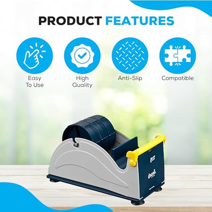 Excell EX-17 Desktop 3 Inch Wide Steel Tape Dispenser, Blue/Grey
