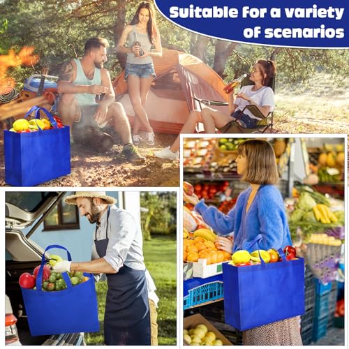 Windyun 100 Pcs Reusable Grocery Bags Large Shopping Tote Bulk, Royal Blue - color: Royal Blue