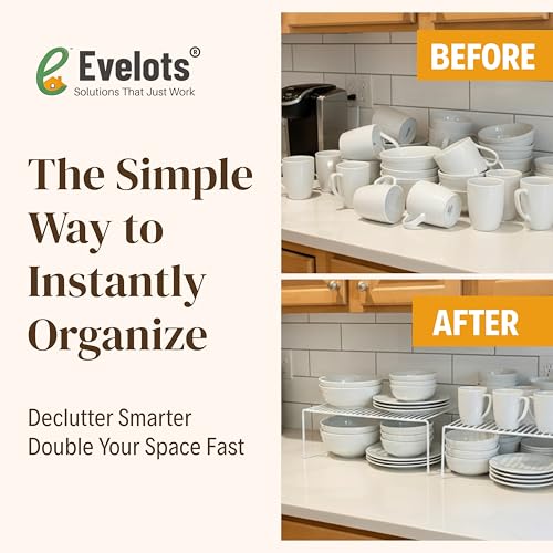 Evelots Wire Shelf Organizer Set, Metal Cabinet Shelf Risers, 4-Pack, White - color: White - Regular, size: Set of 4