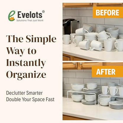 Evelots Wire Shelf Organizer Set, Metal Cabinet Shelf Risers, 4-Pack, White - color: White - Regular, size: Set of 4
