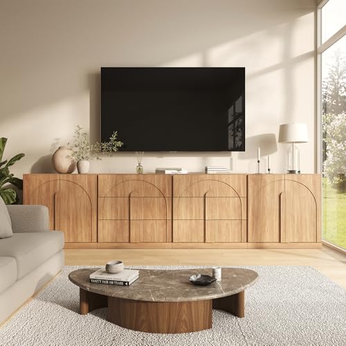 BELLEZE Bijou 4-Piece Modular Sideboard Buffet Cabinet - Camel - color: Bijou Camel Bbcc