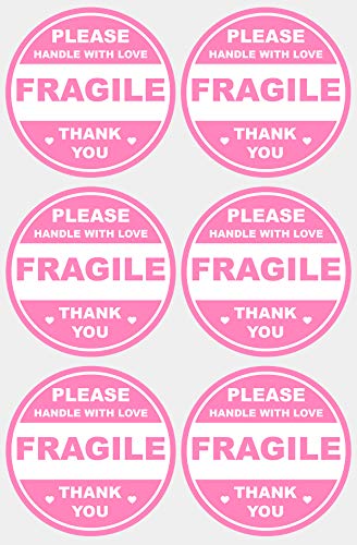 2 inch 300 PCS Pink Round Fragile Stickers for Shipping
