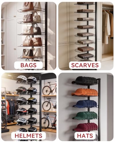 Hat Display 9 Tier, Hat Rack Stand Up to 70 Caps, Metal Hat Stand for Multiple Hats, Commercial Home Hat Display Stand