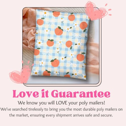 Picksie Mailers- 6x9 Designer Poly Mailers- Cute Shipping Bags - color: Peachy Picnic, size: 6x9