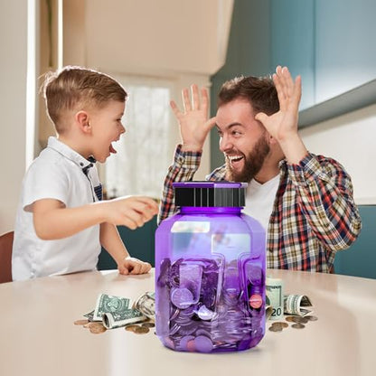 X-Large Piggy Bank for Adults Kids, Digital Coin Counting Bank LCD Counter - color: Purple