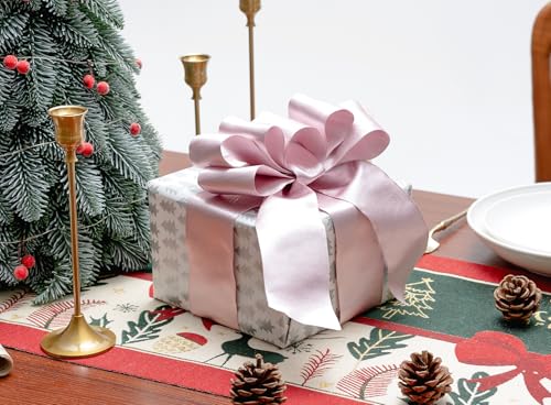 Keypan Pink Satin Ribbon Wired Silver Glitter 2-1/2 Inch x 10 Yards - color: Glitter Light Pink, size: 2-1/2"