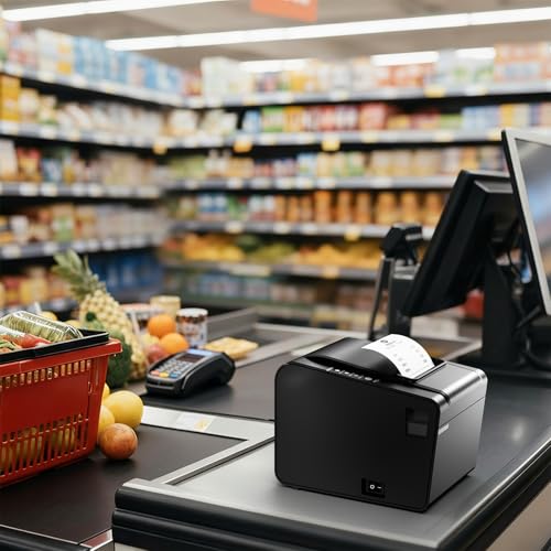 Rongta POS Printer, 80mm USB Thermal Receipt Printer, Restaurant Kitchen Printer with Auto Cutter Support Cash Drawer,USB Serial Ethernet Interface for Windows/Mac/Linux,Do Not Square (RP326)