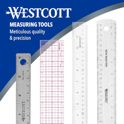 Westcott 8ths 12-Inch Beveled Transparent Ruler (B-60) - size: 12 inches (Single), style: B-60