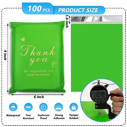Thank You Poly Mailer 6x9 Inch 100 Pcs, Green - color: Green, size: 6x9 Inch 100 pcs