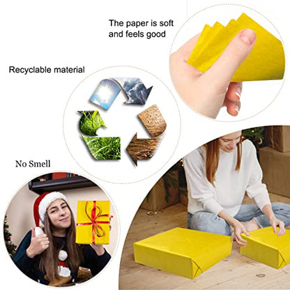 100 Sheets Yellow Tissue Paper Artdly 14 x 20 Inches Yellow Wrapping Paper Bulk for Weddings Birthday DIY Project Christmas - color: Yellow, size: 14x20 Inch (Pack of 100)