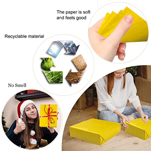 100 Sheets Yellow Tissue Paper Artdly 14 x 20 Inches Yellow Wrapping Paper Bulk for Weddings Birthday DIY Project Christmas - color: Yellow, size: 14x20 Inch (Pack of 100)