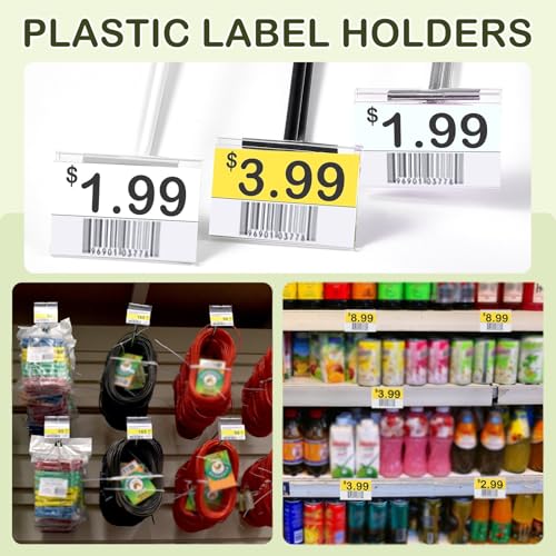 Tatuo 400 Plastic Label Holders for Wire Shelf, Reusable Clip, Clear - color: Clear