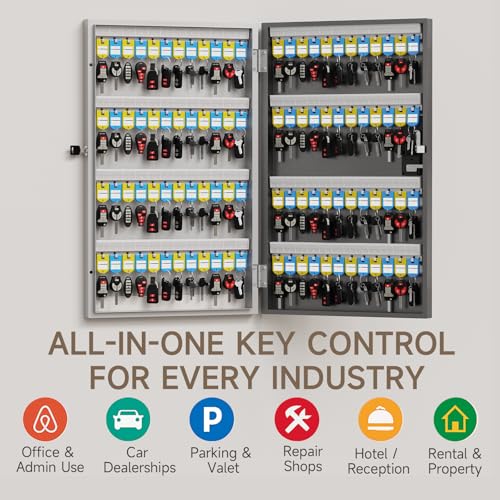 96 Key Lock Box Smart Key Organier Cabinet with Keypad & App for Office - size: 2.3inx16inx25.6in