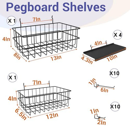 26PCS Peg Board Accessories Kit, Pegboard Hooks Assortment