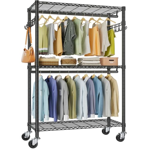 VIPEK R2 Plus Clothes Rack Heavy Duty Rolling Closet for Hanging Clothes - color: Black, size: R2 Plus