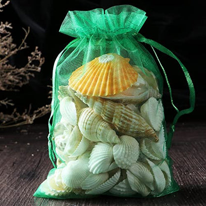 Sheer Organza Mesh Drawstring Gift Goodie Bags 100pcs 4x6 Inch Green - color: Green 4x6in 100pc