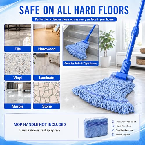 6 Pack Commercial Mop Heads with Mesh Laundry Bag & 16 Disposable Gloves - size: 6 Pack