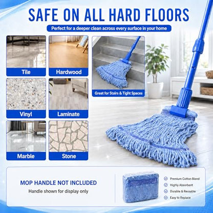 6 Pack Commercial Mop Heads with Mesh Laundry Bag & 16 Disposable Gloves - size: 6 Pack