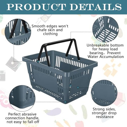20 Pcs Bulk Shopping Baskets with Handles, Dark Gray - color: Dark Gray