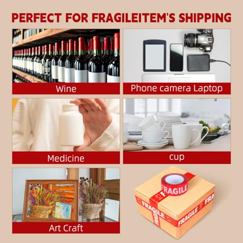 Ipetboom Fragile Warning Tape for Shipping and Moving Boxes, 1 Roll 109Yard