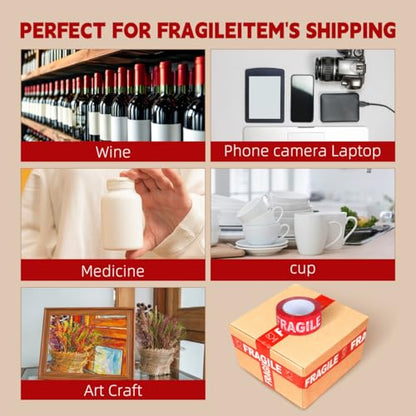 Ipetboom Fragile Warning Tape for Shipping and Moving Boxes, 1 Roll 109Yard