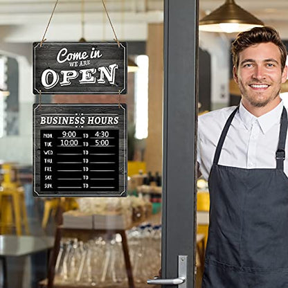 Chinco Business Hours Sign Wood Open Closed Mark Double Side Sign for Glass