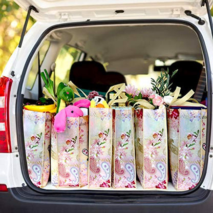 NymphFable Dragonfly Shopping Bags, 6 Pack Reusable Grocery Tote Bag 50LBS - color: Paisley Dragonfly