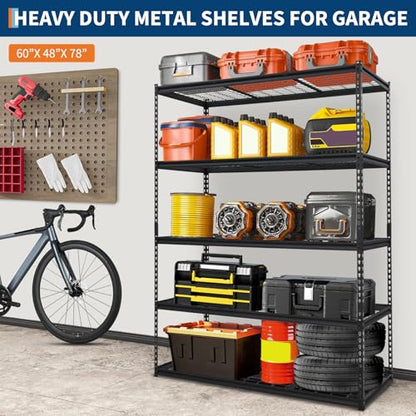 60'' X 24'' x 77'' Inch Garage Heavy-Duty Metal Shelving Unit, 3000 Lbs Adjustable Storage Metals Shelve, Industrial Metal Rack for Garage, Basement, Warehouse, Workshop - size: 60 x 24 x 78 inches