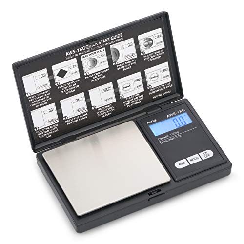 American Weigh Scales Series Digital Pocket Weight Scale 600g x 0.1g |Digital Gram Scale Small Scale Mini Food Scale Jewelry Scale Ounces/Grains Scale, Easy to Carry (Black, 1000g x 0.1g) - color: Black, size: 1000G x 0.1G