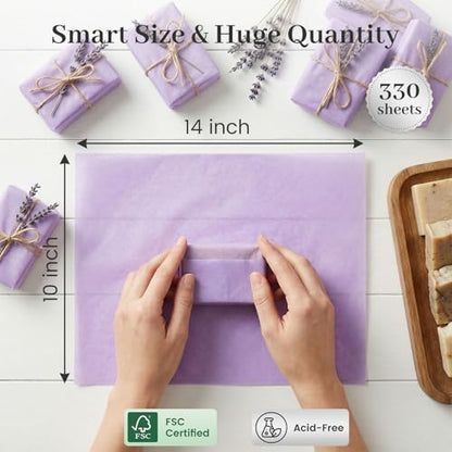 Koogel 330 Sheets Light Purple Tissue Paper, 14 X 10 inches - color: Light Purple