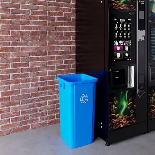 23 Gallon Blue Square Commercial Trash Garbage Can | Outdoor Office Restaurant School Kitchen - color: Blue, size: 23 Gallon, style: Trash Can
