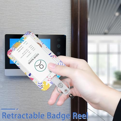 Cute Sloth Badge Holder Colorful Tropical Leaves Plastic Case with Retractable Badge Reel Carabiner Clip and Detachable Lanyard Strap Vertical Card Protector for Women Nurse Teacher Student - color: Cute Sloth