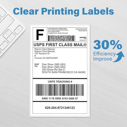 LotFancy 4x6 Direct Thermal Shipping Labels, 1000 Thermal Labels Fanfold with Perforated and Strong Adhesive, White Mailing Label Compatible with Zebra, Rollo Printer (Pack of 2) - size: Fanfold 1 Stack 1000 Labels (Pack of 2)