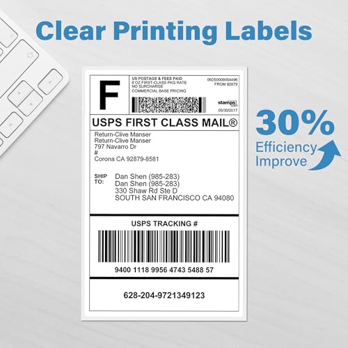 LotFancy 4x6 Direct Thermal Shipping Labels, 1000 Thermal Labels Fanfold with Perforated and Strong Adhesive, White Mailing Label Compatible with Zebra, Rollo Printer - size: Fanfold 1 Stack 1000 Labels
