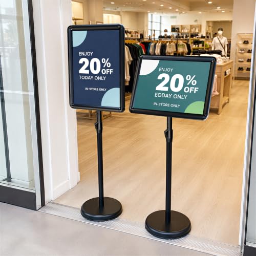 3Pack 11x17 Sign Holder Stand, Adjustable Floor Standing Sign Holder - color: Black, size: 11"x17"-3Pack