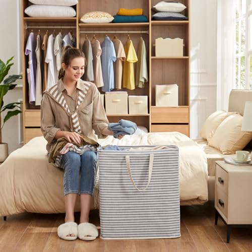 Lifewit 100L Large Laundry Baskets, Laundry Hampers Bags, 2 Pack, Grey&Blue - color: Grey-Blue, size: 100L