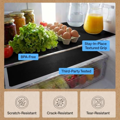 GORILLA GRIP Shelf Liner, Non-Adhesive Cabinet Liners, 20"x20' Jet Black - color: Black Onyx (Ribbed), size: 20" X 20'