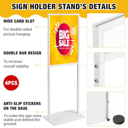 Blulu 4 Pcs Sign Stand Holder for Wedding, 19.6"x 27.5", White - color: White