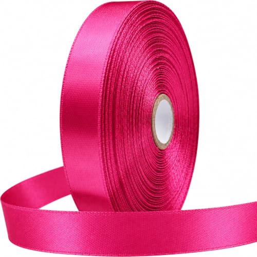 3/4 Inch Magenta Satin Ribbon 50 Yards Single Face Polyester - color: Magenta, size: 3/4 inch
