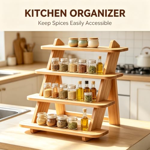 Wooden Display Stand, Tiered Cupcake Stand, 4 Tier Display Stand Riser - color: K-Natural-2Pcs