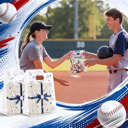 Pasimy 12 Pcs Baseball Gift Bags with Handles, Clear Baseball Plastic Bags - style: Clear Baseball