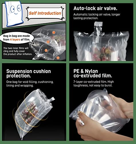(100 Pack + Free Pump ) BZQZDAI 9.8x11.8inch Clear Plastic Inflatable Air Packaging Bags Air Bubble Bag Suspension Packaging Air Pillows Air Cushions Buffer Bags Void Fill Cushioning for Shipping and - size: (100 PACK)9.8x11.8inch