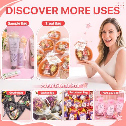 ANZNKU 100PCS Organza Bags 5x7 Black Small Gift Mesh Drawstring Goodie Bags - color: Black