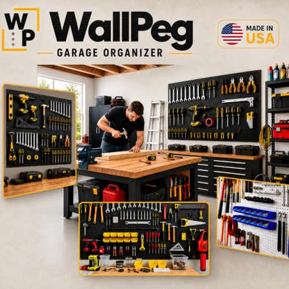 WallPeg 10 Each 7" Pegboard Bins Kit - Large Pegboard Bins for Craft Room Storage & Garage Peg Board Organization - Handy Pegboard Wall Organizer Bins Set -Made in USA-