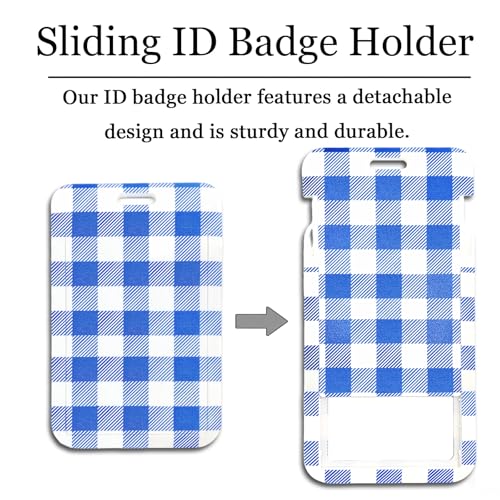 Scrunchie Lanyard/Stretchy Lanyards with ID Holder Checkered Pattern Retractable Lanyard with Badges Keychain Holder, Ideal for Women Teachers Nurse Back to School Birthday Gifts (Blue) - color: Blue
