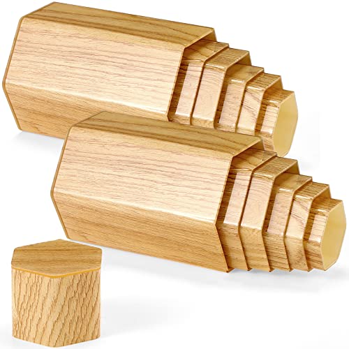 Jetec 12 Pcs Hexagonal Jewelry Display Risers Acrylic Stands,Woodgrain - color: Natural Color