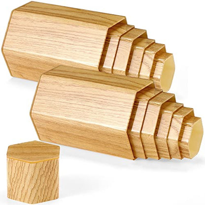 Jetec 12 Pcs Hexagonal Jewelry Display Risers Acrylic Stands,Woodgrain - color: Natural Color