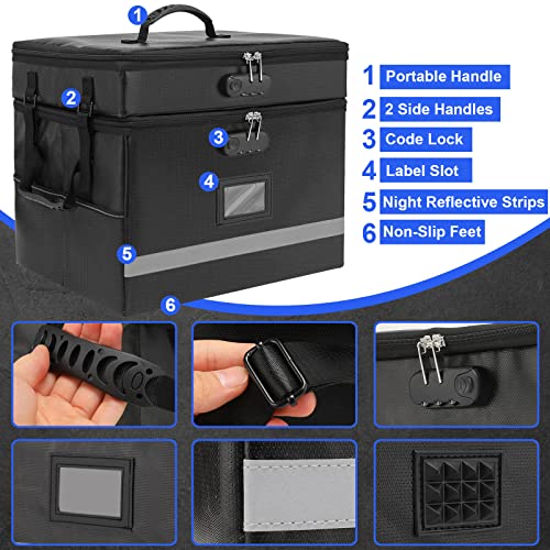 EXLIFBAG Fireproof File Organizer with Lock, 2 Layer - color: Black, size: 2 Layer
