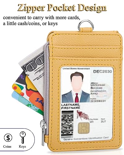 Teskyer ID Badge Holder with Lanyard, Lanyard Wallet, Lychee Yellow - color: Lichee Yellow, size: 3.1" x 4.7"